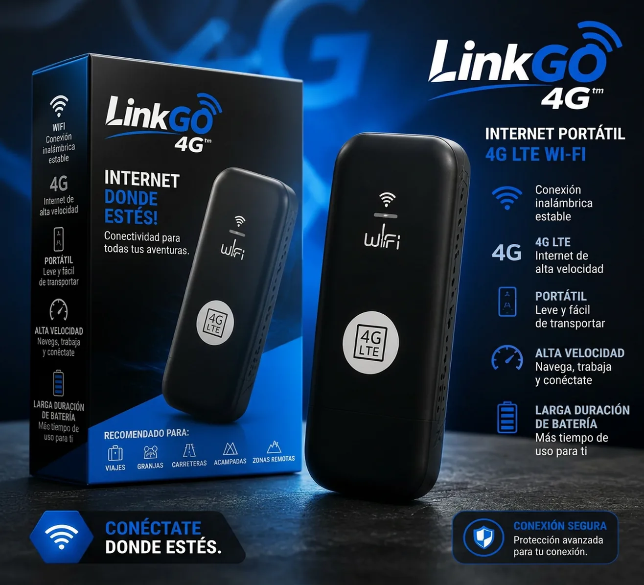 LinkGo 4G — Internet portátil 4G LTE Wi-Fi